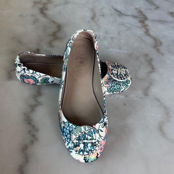 Tory Burch Minnie Gabriella Floral Ballet Leather Flats Shoes 6.5 US Travel Flat - Picture 5 of 15